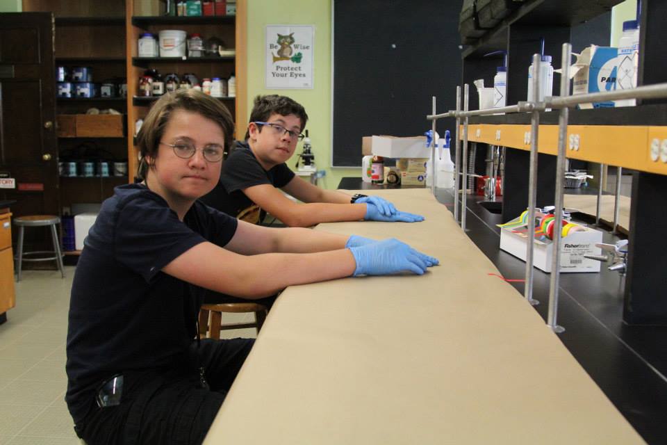 Veterinary medicine camp boys in lab.